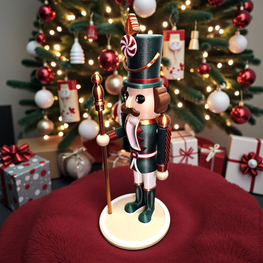 🎄 Peppermint Soldier Nutcracker – Festive Holiday Decor