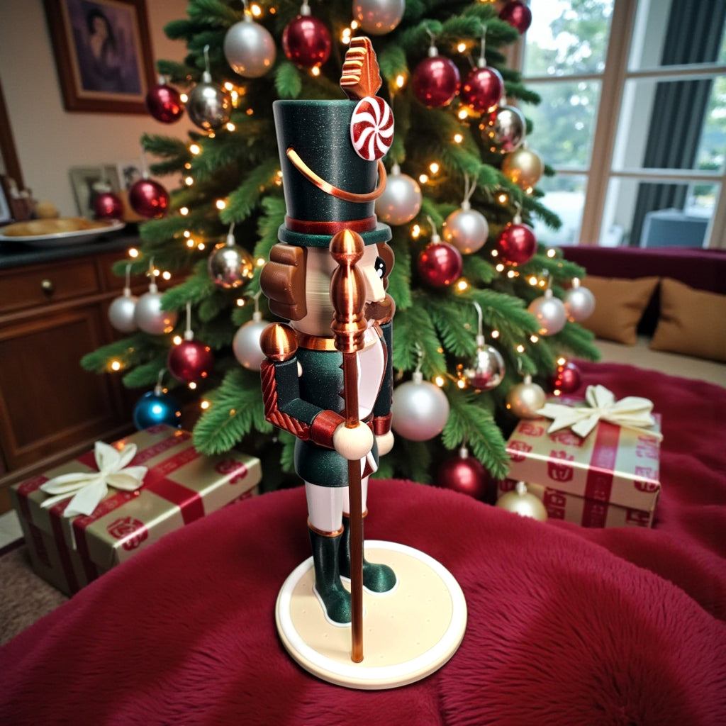 🎄 Peppermint Soldier Nutcracker – Festive Holiday Decor