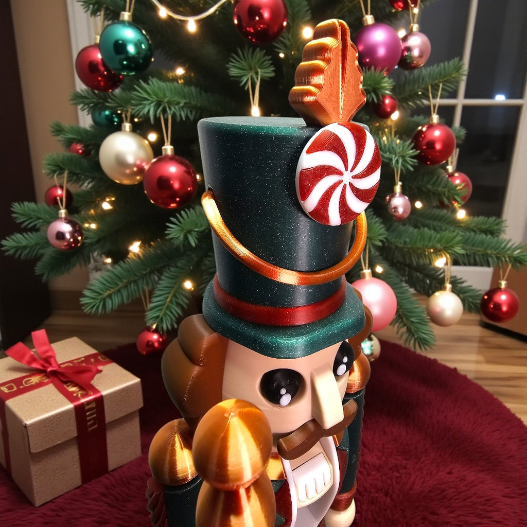 🎄 Peppermint Soldier Nutcracker – Festive Holiday Decor