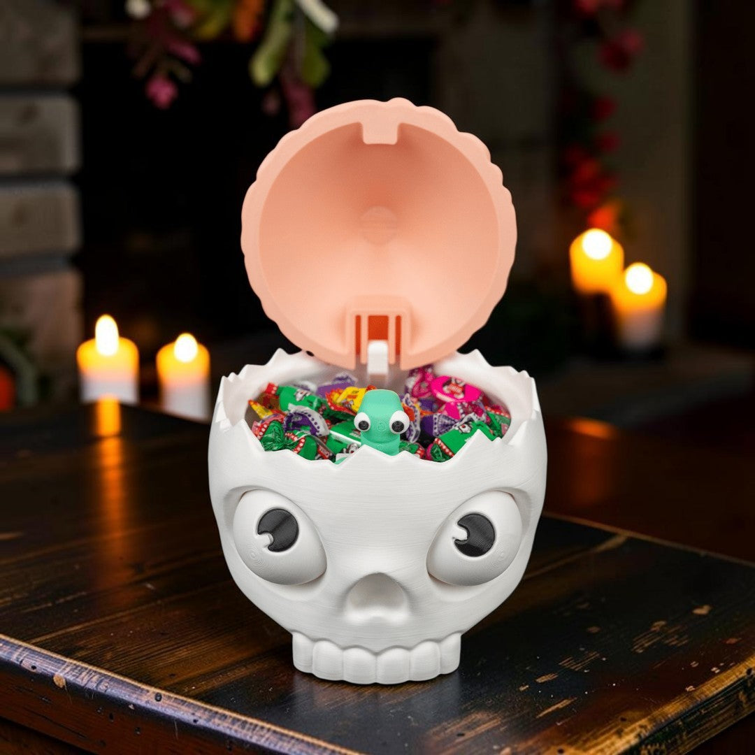 💀 Skull Candy Bowl with Brain Lid – A Creepy Surprise Inside!