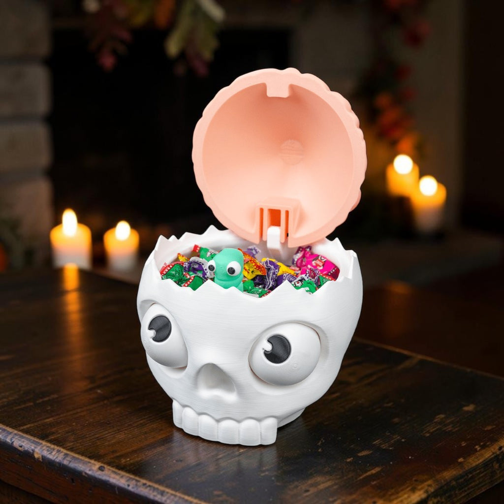 💀 Skull Candy Bowl with Brain Lid – A Creepy Surprise Inside!