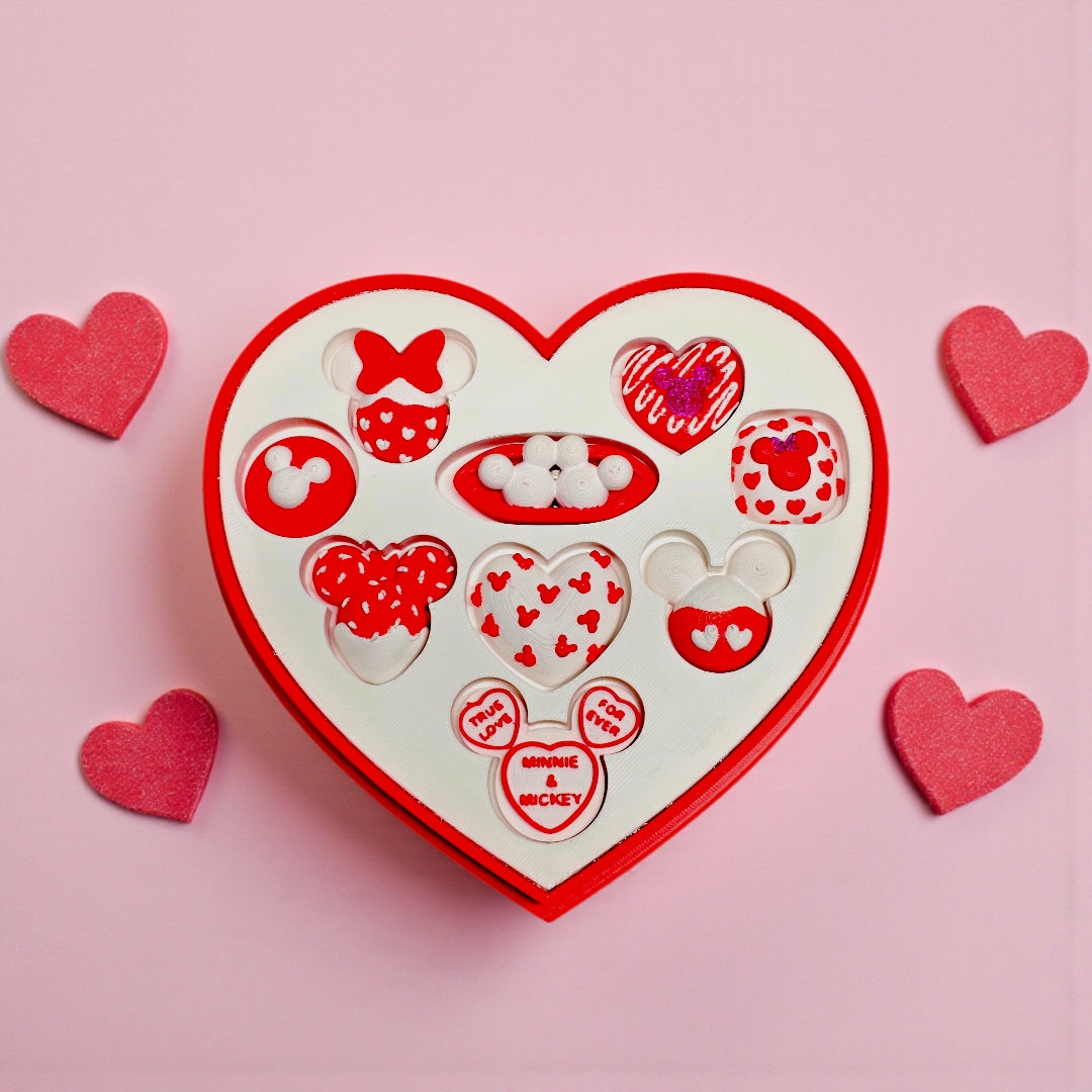 🍫✨ Disney-Inspired Heart Box - 9 Mini Fridge Magnet