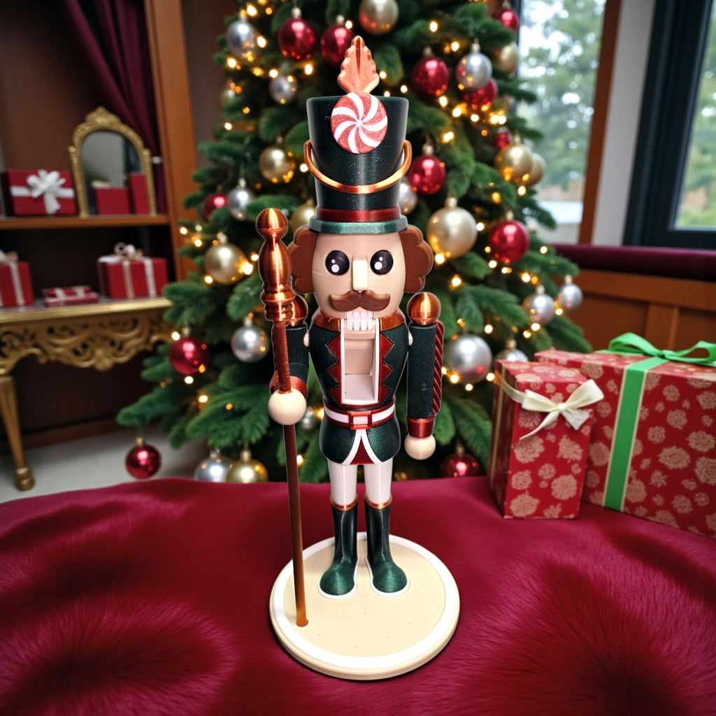 🎄 Peppermint Soldier Nutcracker – Festive Holiday Decor