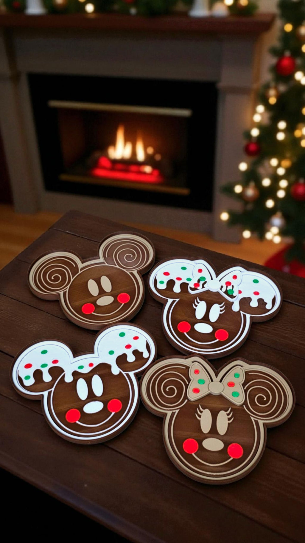 Holiday Disney Cookie Coasters – Festive Mickey & Minnie Set 🍪✨